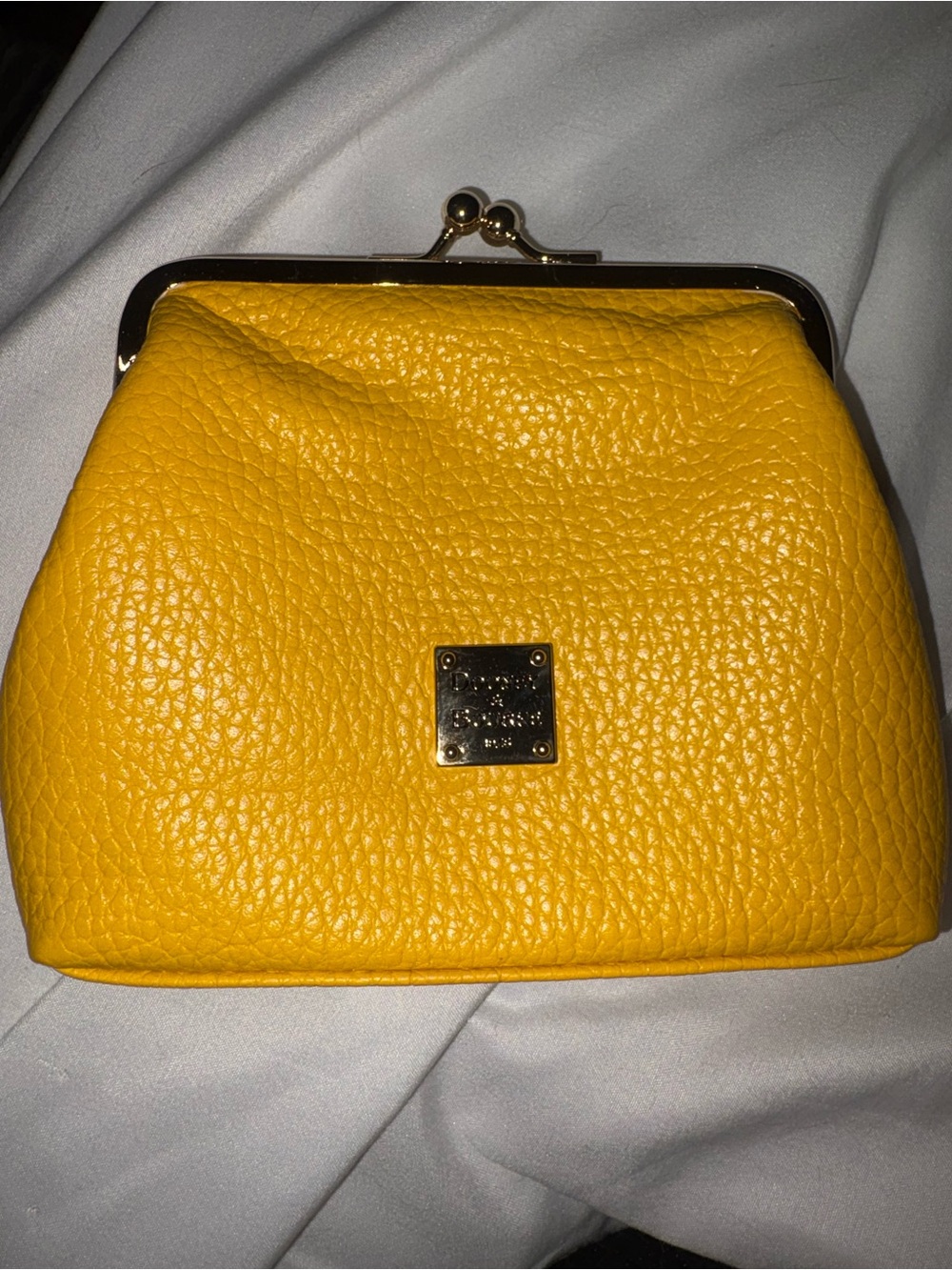 Dooney and Bourke Sunset Yellow Leather Kiss-Lock Coin Purse